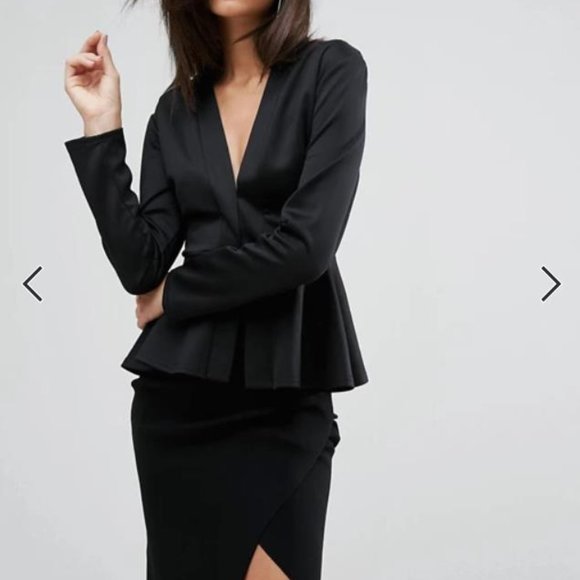 Club L Office Pleated Peplum Jacket - Picture 1 of 5